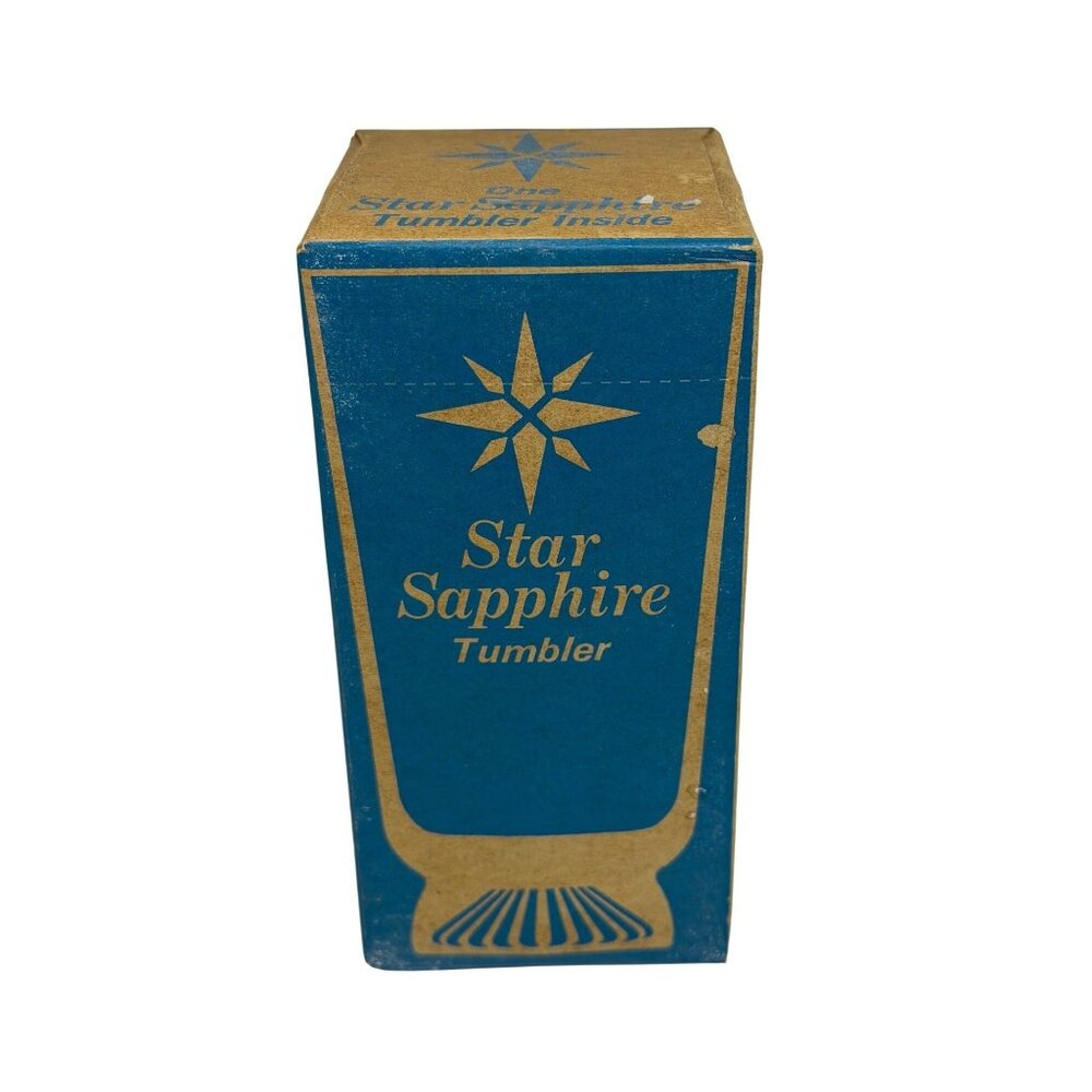 NEW Vintage‎ Star Sapphire Tumbler Glamorize Boxed Drinking Glass Gold Starburst